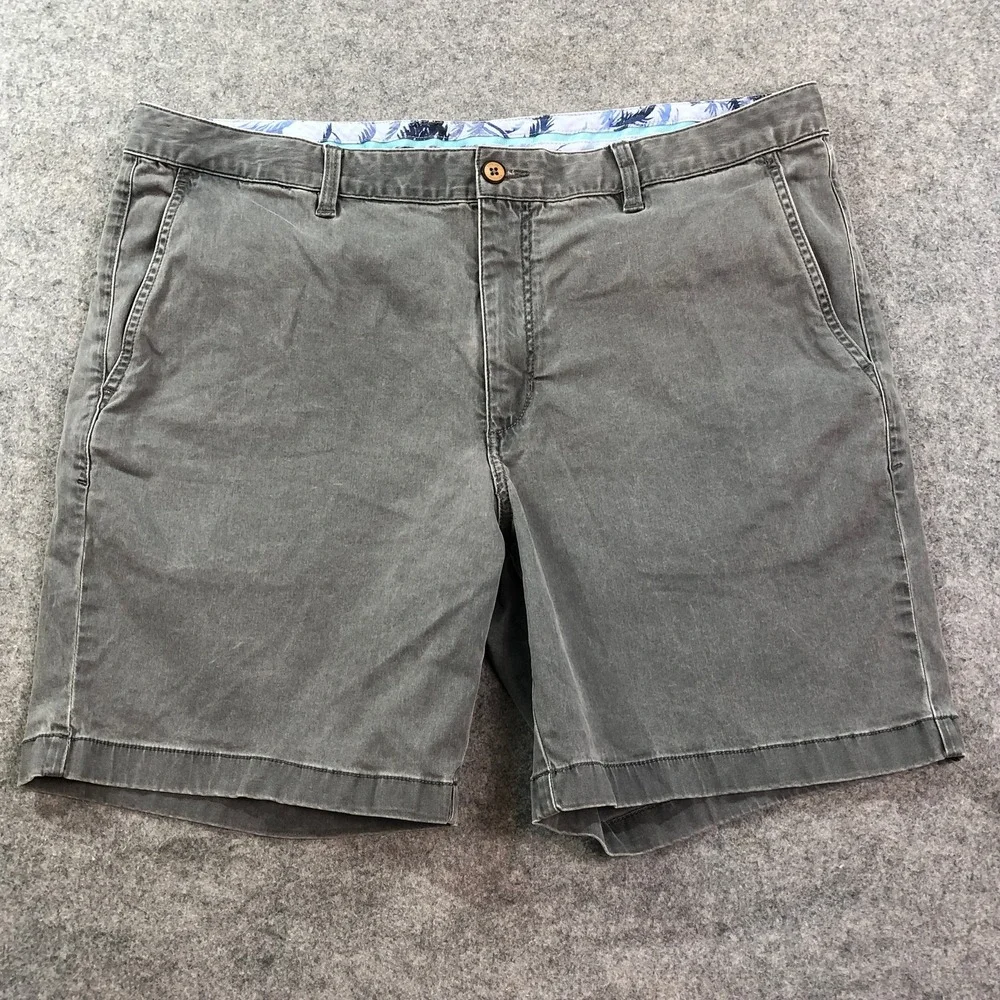 Tommy Bahama Mens Chino Shorts 38 Gray Tropical Waistband Casual Beach
